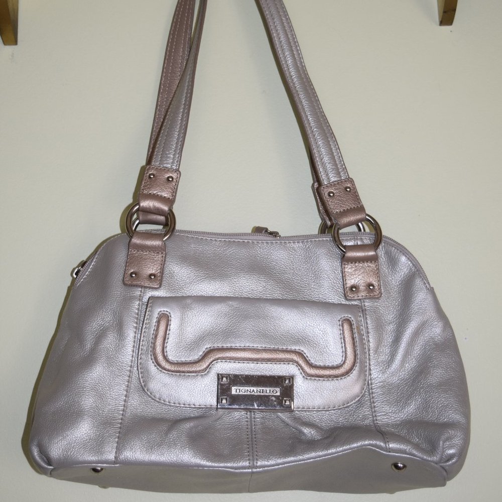 Tignangello silver leather shoulderbag